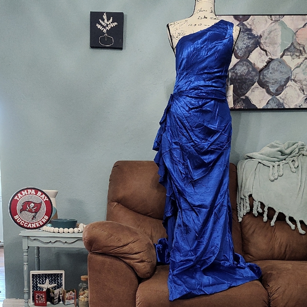 Bddhkw Elegant Royal Blue One-Shoulder Dress